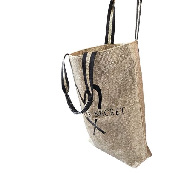 VICTORIA SECRET GOLD SPARKLY LARGE TOTE - Picture 6 of 12